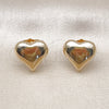 Oro Laminado Stud Earring, Gold Filled Style Heart Design, Polished, Golden Finish, 02.195.0313