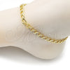 Oro Laminado Basic Anklet, Gold Filled Style Miami Cuban Design, Diamond Cutting Finish, Golden Finish, 03.368.0098.10 (140 Gauge, 07 MM Thickness, 10 Inches Length)
