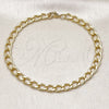 Oro Laminado Basic Anklet, Gold Filled Style Miami Cuban Design, Diamond Cutting Finish, Golden Finish, 03.368.0098.10 (140 Gauge, 07 MM Thickness, 10 Inches Length)