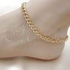 Oro Laminado Basic Anklet, Gold Filled Style Miami Cuban Design, Polished, Golden Finish, 03.63.2284.10 (150 Gauge, 06 MM Thickness, 10 Inches Length)