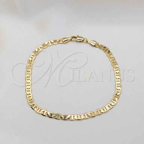 Oro Laminado Basic Bracelet, Gold Filled Style Mariner Design, Polished, Golden Finish, 03.419.0007.07 (0.80 Gauge, 04 MM Thickness, 7 Inches Length)