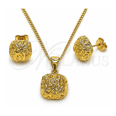 Oro Laminado Earring and Pendant Adult Set, Gold Filled Style Polished, Golden Finish, 10.342.0189