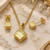 Oro Laminado Earring and Pendant Adult Set, Gold Filled Style Polished, Golden Finish, 10.342.0191