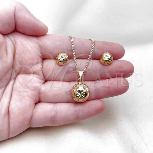 Gold Filled Ring — Earring and Pendant Adult Set Ball Design Diamond — alternate product view — SKU 157319 | Oro Laminado anillo — Earring and Pendant Adult Set Ball diseño Diamond — SKU 157319