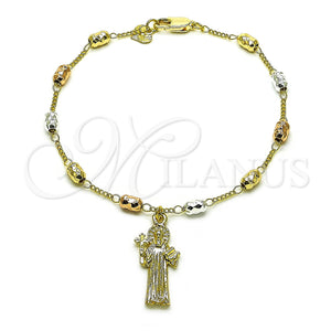 Gold Filled Bracelet — Fancy Bracelet San Benito and Figaro Design Diamond — main product view — SKU 157328 | Oro Laminado brazalete — elegante Bracelet San Benito and Figaro diseño Diamond — SKU 157328