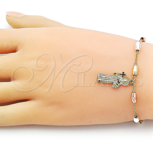 Gold Filled Bracelet — Fancy Bracelet San Benito and Figaro Design Diamond — alternate product view — SKU 157329 | Oro Laminado brazalete — elegante Bracelet San Benito and Figaro diseño Diamond — SKU 157329