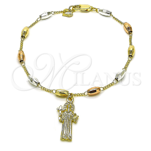 Gold Filled Bracelet — Fancy Bracelet San Benito and Figaro Design Diamond — main product view — SKU 157329 | Oro Laminado brazalete — elegante Bracelet San Benito and Figaro diseño Diamond — SKU 157329