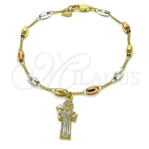 Gold Filled Bracelet — Fancy Bracelet San Benito and Figaro Design Diamond — main product view — SKU 157329 | Oro Laminado brazalete — elegante Bracelet San Benito and Figaro diseño Diamond — SKU 157329