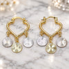 Oro Laminado Small Hoop, Gold Filled Style Heart Design, Diamond Cutting Finish, Tricolor, 02.170.0502.20