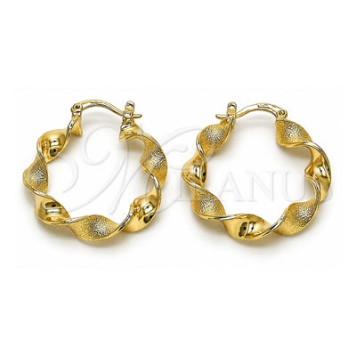 Oro Laminado Medium Hoop, Gold Filled Style Twist Design, Matte Finish, Golden Finish, 02.170.0503.30