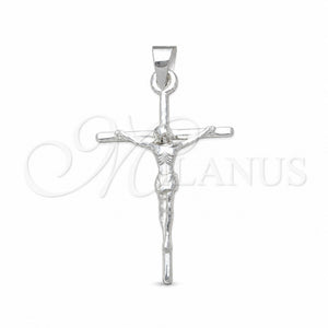 Sterling Silver Religious Pendant, Cross Design, Polished, Silver Finish, 05.392.0082