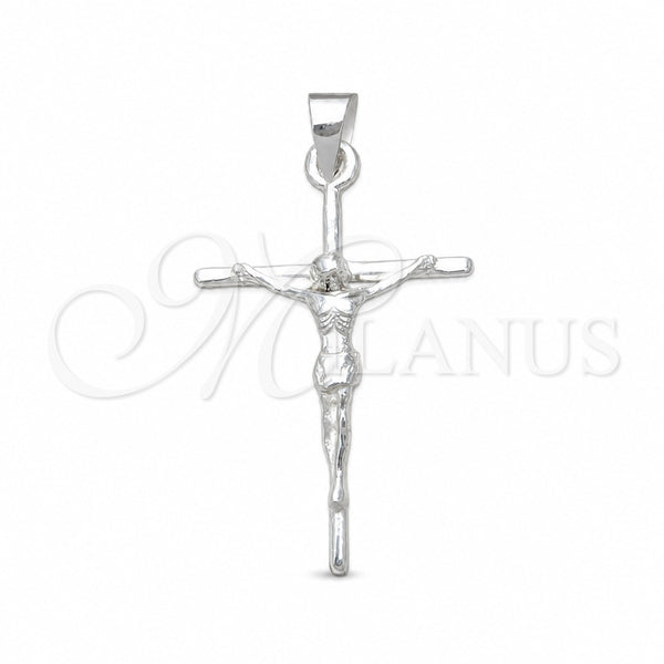 Sterling Silver Religious Pendant, Cross Design, Polished, Silver Finish, 05.392.0082