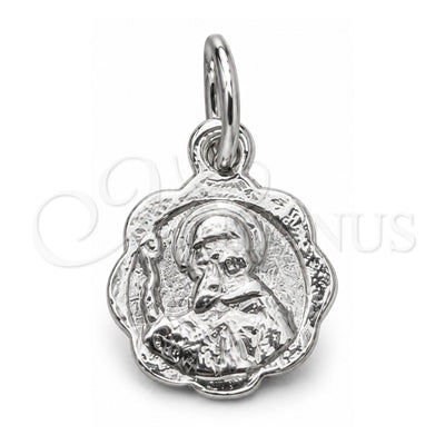 Sterling Silver Religious Pendant, San Benito Design, Polished, Silver Finish, 05.392.0083