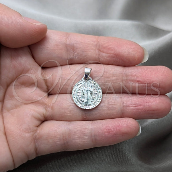 Sterling Silver Pendant — Religious Pendant San Benito Design Polished 05. — alternate product view — SKU 157357 | Plata 925 dije — Religious Pendant San Benito diseño pulido 05. — SKU 157357