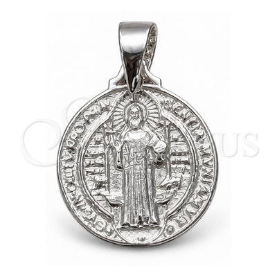Sterling Silver Religious Pendant, San Benito Design, Polished, Silver Finish, 05.392.0084