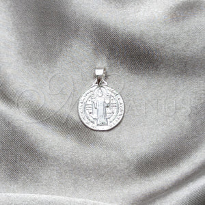 Sterling Silver Pendant — Religious Pendant San Benito Design Polished 05. — main product view — SKU 157357 | Plata 925 dije — Religious Pendant San Benito diseño pulido 05. — SKU 157357