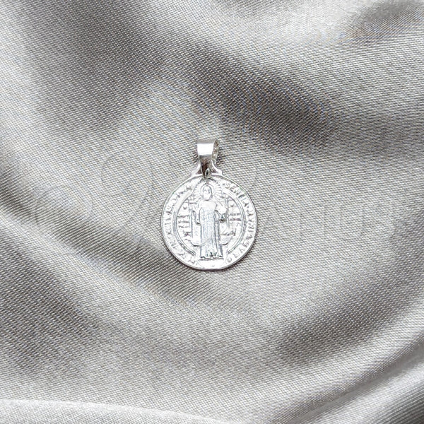 Sterling Silver Pendant — Religious Pendant San Benito Design Polished 05. — main product view — SKU 157357 | Plata 925 dije — Religious Pendant San Benito diseño pulido 05. — SKU 157357