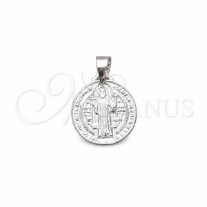 Sterling Silver Religious Pendant, San Benito Design, Polished, Silver Finish, 05.392.0084