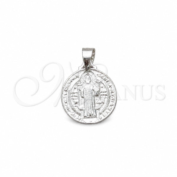 Sterling Silver Religious Pendant, San Benito Design, Polished, Silver Finish, 05.392.0084