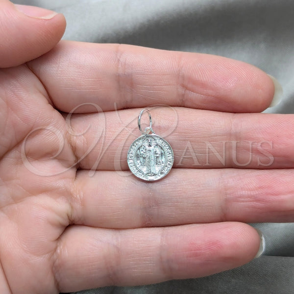 Sterling Silver Pendant — Religious Pendant San Benito Design Polished 05. — alternate product view — SKU 157358 | Plata 925 dije — Religious Pendant San Benito diseño pulido 05. — SKU 157358