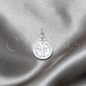 Sterling Silver Pendant — Religious Pendant San Benito Design Polished 05. — main product view — SKU 157358 | Plata 925 dije — Religious Pendant San Benito diseño pulido 05. — SKU 157358