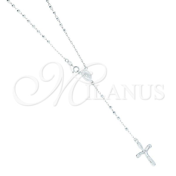 Sterling Silver Jewelry — Thin Rosary Virgen Maria Design Polished 09. — main product view — SKU 157364 | Plata 925 joyería — Thin Rosary Virgen Maria diseño pulido 09. — SKU 157364