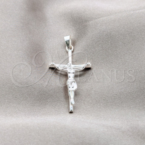 Sterling Silver Religious Pendant, Cross Design, Polished, Silver Finish, 05.395.0003