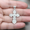 Sterling Silver Religious Pendant, Crucifix Design, Polished, Silver Finish, 05.395.0004