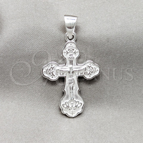 Sterling Silver Religious Pendant, Crucifix Design, Polished, Silver Finish, 05.395.0004