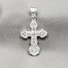 Sterling Silver Religious Pendant, Crucifix Design, Polished, Silver Finish, 05.395.0004