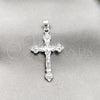 Sterling Silver Religious Pendant, Crucifix Design, Polished, Silver Finish, 05.395.0005
