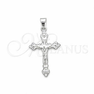 Sterling Silver Religious Pendant, Crucifix Design, Polished, Silver Finish, 05.395.0005