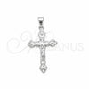Sterling Silver Religious Pendant, Crucifix Design, Polished, Silver Finish, 05.395.0005