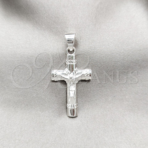 Sterling Silver Religious Pendant, Crucifix Design, Polished, Silver Finish, 05.395.0006