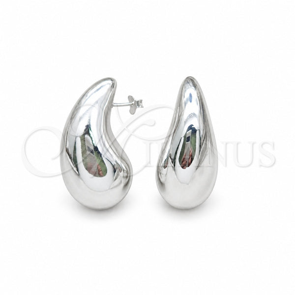Sterling Silver Stud Earring, Teardrop Design, Polished, Silver Finish, 02.395.0046