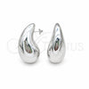 Sterling Silver Stud Earring, Teardrop Design, Polished, Silver Finish, 02.395.0046
