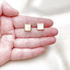 Oro Laminado Stud Earring, Gold Filled Style with Ivory Opal, Polished, Golden Finish, 02.342.0353