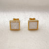 Oro Laminado Stud Earring, Gold Filled Style with Ivory Opal, Polished, Golden Finish, 02.342.0353