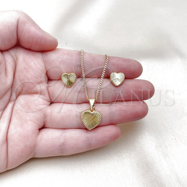 Gold Filled Ring — Earring and Pendant Adult Set Heart Design Diamond — alternate product view — SKU 157396 | Oro Laminado anillo — Earring and Pendant Adult Set corazón diseño Diamond — SKU 157396