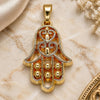 Oro Laminado Religious Pendant, Gold Filled Style Hand of God and Judaica Design, Polished, Golden Finish, 05.179.0067