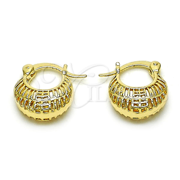 Gold Filled Hoop Earrings — Small Hoop Filigree Design Polished 5. — main product view — SKU 157401 | Oro Laminado aretes de aro — aro pequeño Filigree diseño pulido 5. — SKU 157401