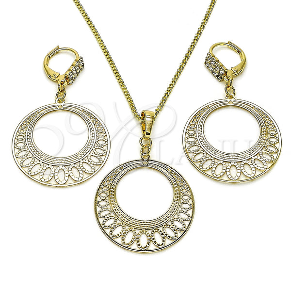 Gold Filled Ring — Earring and Pendant Adult Set with White Crystal — main product view — SKU 157419 | Oro Laminado anillo — Earring and Pendant Adult Set with cristal blanco — SKU 157419
