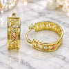 Oro Laminado Small Hoop, Gold Filled Style San Judas and Greek Key Design, Polished, Tricolor, 02.411.0069.20