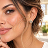 Oro Laminado Stud Earring, Gold Filled Style Four-leaf Clover and Cluster Design, with White Cubic Zirconia and White Micro Pave, Polished, Golden Finish, 02.283.0151