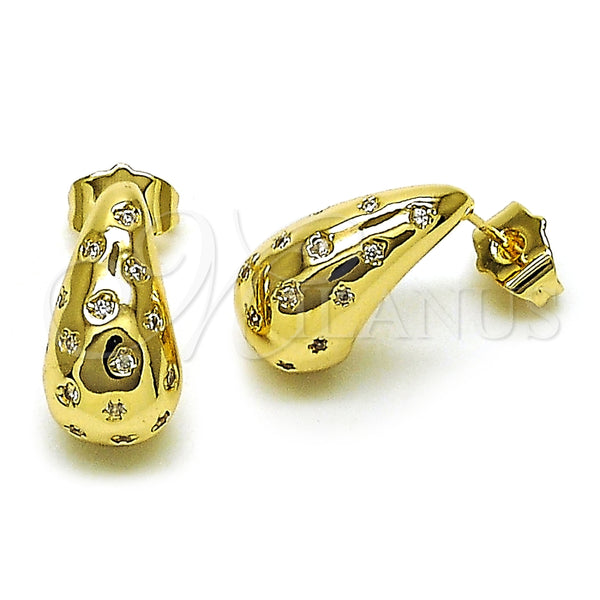 Gold Filled Ring — Stud Earring Teardrop Design with White Cubic Zirconia — main product view — SKU 157455 | Oro Laminado anillo — Stud Earring Teardrop diseño with blanco Cubic Zirconia — SKU 157455