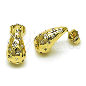 Gold Filled Ring — Stud Earring Teardrop Design with White Cubic Zirconia — main product view — SKU 157455 | Oro Laminado anillo — Stud Earring Teardrop diseño with blanco Cubic Zirconia — SKU 157455