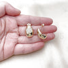 Oro Laminado Stud Earring, Gold Filled Style Teardrop and Butterfly Design, with White Cubic Zirconia, Polished, Golden Finish, 02.283.0157