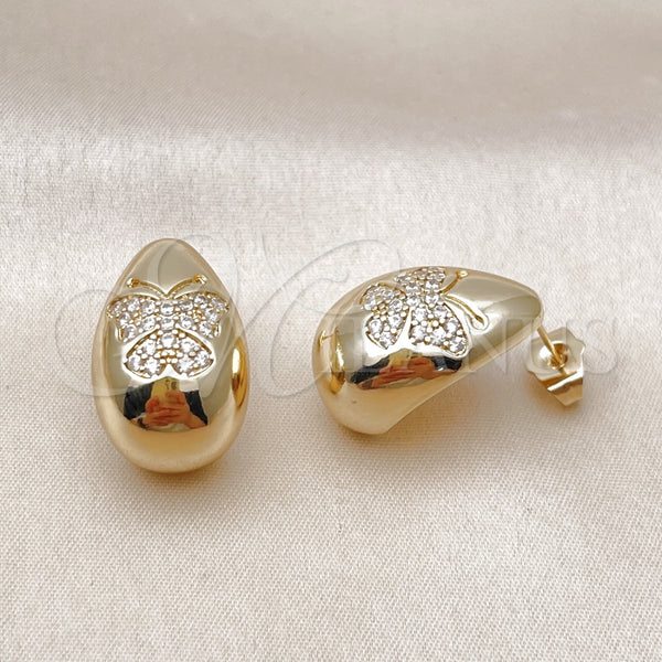 Gold Filled Ring — Stud Earring Teardrop and Butterfly Design with White — alternate product view — SKU 157458 | Oro Laminado anillo — Stud Earring Teardrop and mariposa diseño with blanco — SKU 157458
