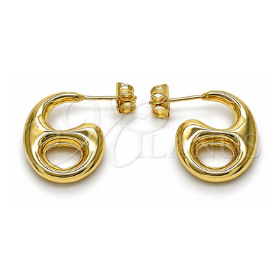 Oro Laminado Stud Earring, Gold Filled Style Mariner and Hollow Design, Polished, Golden Finish, 02.195.0319