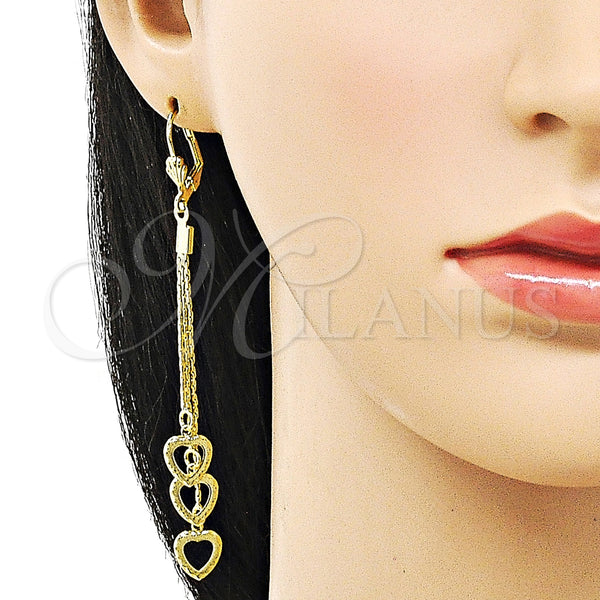 Gold Filled Ring — Long Earring Heart Design Diamond Cutting 5. — alternate product view — SKU 157462 | Oro Laminado anillo — largo Earring corazón diseño Diamond Cutting 5. — SKU 157462